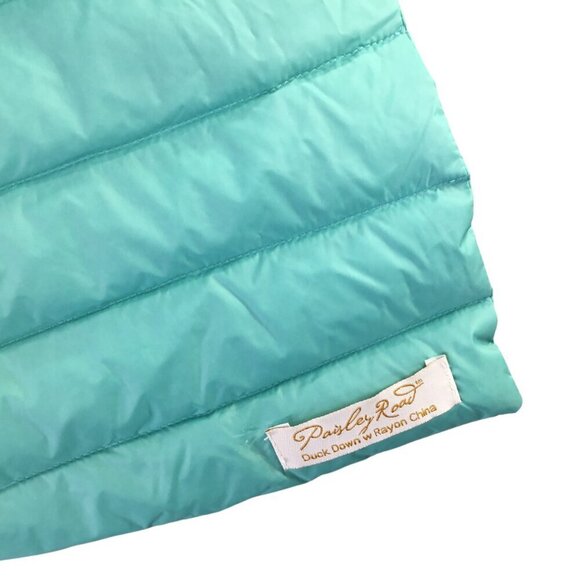 Paisley Road Duck Down Filled Puffer Scarf Long Winter Teal Turquoise 77" x 8" - Picture 4 of 6